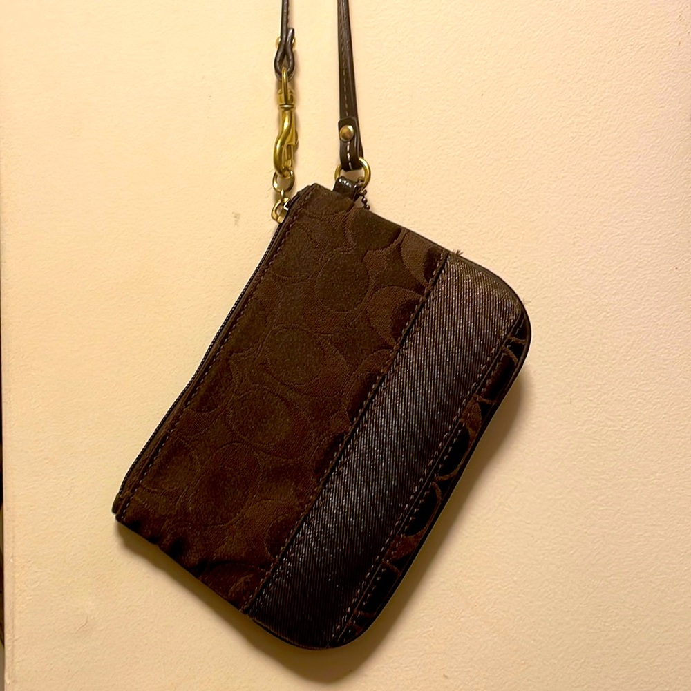 Coach Monogram wristlet (Chocolate color)